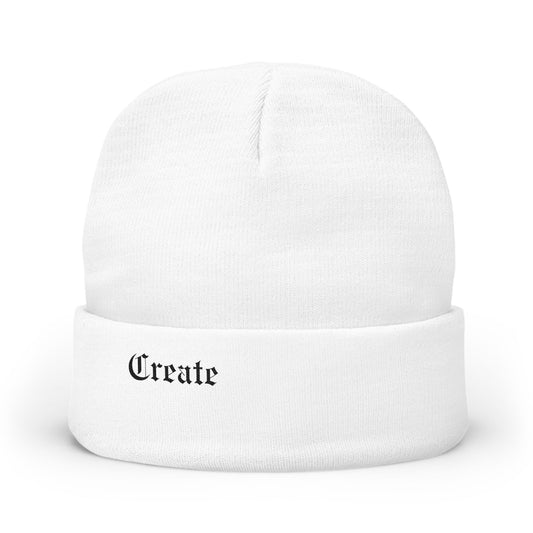Embroidered "create" Knit Beanie — Cozy Creative Beanie Hat